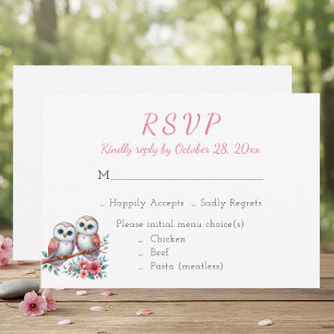 Ländliche Landhaus-Boho-Eule Hochzeit RSVP Karte