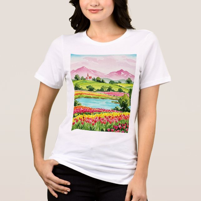 Ländliche Landschaft Tri-Blend Shirt (Vorderseite)