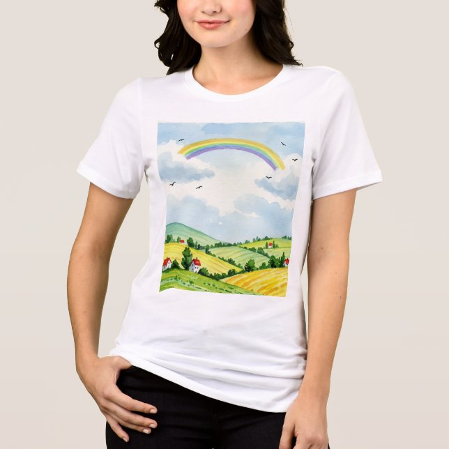Ländliche Landschaft Tri-Blend Shirt (Vorderseite)