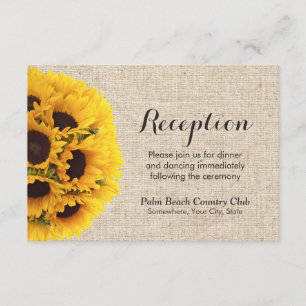 Ländliche Landsonnenblumen-Braut-Burlap-Hochzeitsf Begleitkarte