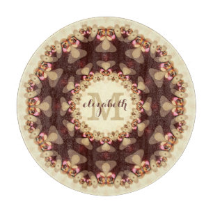 Ländliche Landspitzen-Mandala-Runde mit individuel Schneidebrett