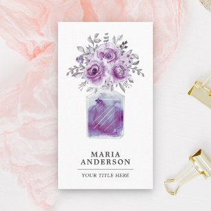 Ländliche lila Wasserfarbe Blumenparfümflasche Visitenkarte