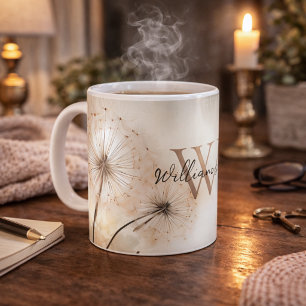 Ländliche Löwenzahn-Monogramm Kaffeetasse