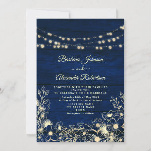 Ländliche marineblaue Lichterketten für die Floral Einladung