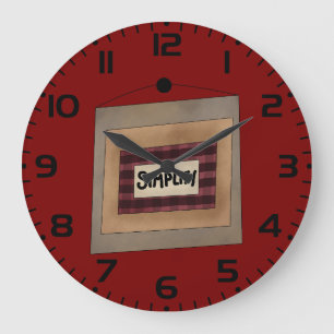 Ländliche Minimalistische Simplify-Wort-Kunst Große Wanduhr