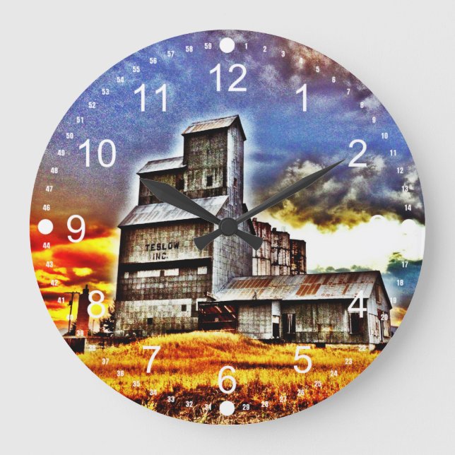Ländliche Montana Land Gramm Bauern Gift Große Wanduhr (Vorderseite)