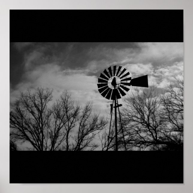 Ländliche Nebraska antike Windmühle Winterfarm Poster (Vorne)