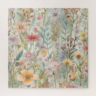 Ländliche Pastell-Wildblumen Sage Green 