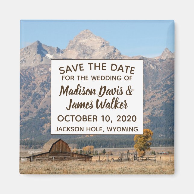 Ländliche Ranch Hochzeit speichern das Datum Magne Magnet (Vorne)