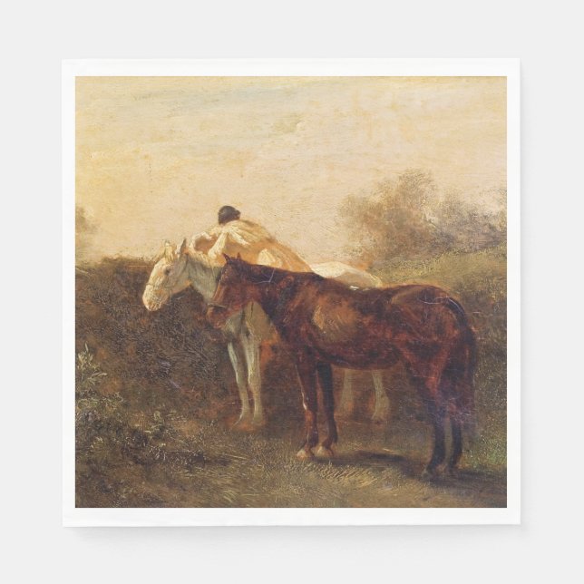 Ländliche Rendezvous (Romantischer Kuss auf dem Pf Serviette (Vorderseite)