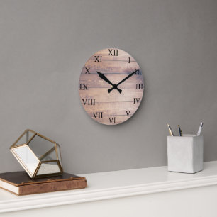 Ländliche römische Zahlen aus altem Scheunenholz Runde Wanduhr