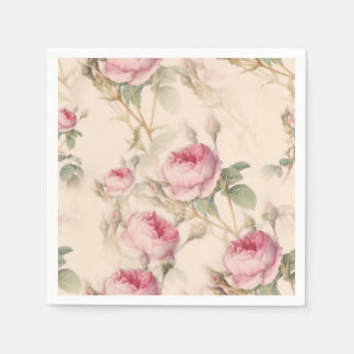 Ländliche rosa Rosen Serviette