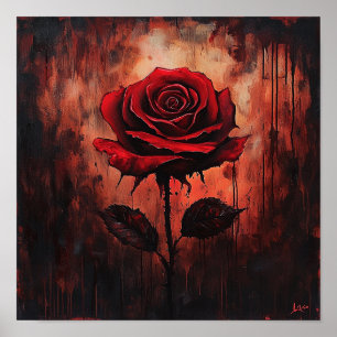 Ländliche Rosenblumen-Kunst-Schlafzimmereinrichtun Poster