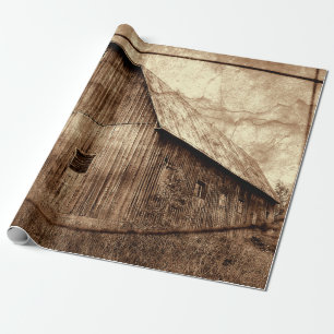 Ländliche rustikale Sepia-Scheune Vintage-Textur Geschenkpapier