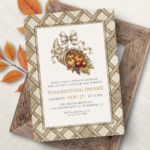 Ländliche rustikale Thanksgiving-Dinner-Einladung Einladung