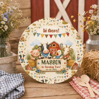 Ländliche Scheunenparty zum 2. Geburtstag für Kind Runder Aufkleber