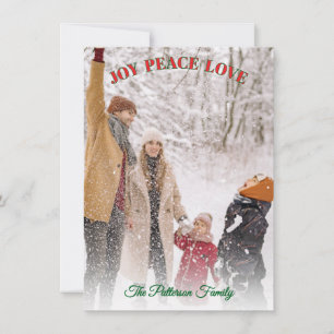 Ländliche Schneefamilien-Weihnachtsfoto-Erinnerung Feiertagskarte