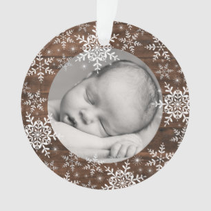 Ländliche Schneeflocken Baby erstes Weihnachten Ornament
