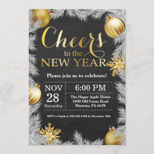 Ländliche Silvesterparty-Einladung in Gold Einladung