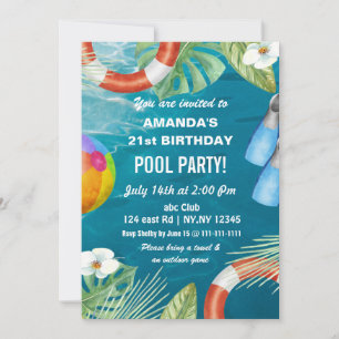 Ländliche Sommerpoolparty Geburtstags Einladung