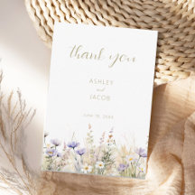 Ländliche Sommerwiese Wildblumen Hochzeit Danke