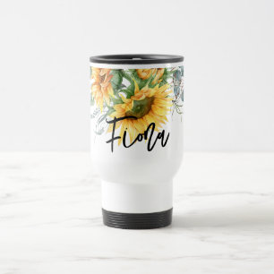 Ländliche Sonnenblume Eukalyptus Personalisiert Reisebecher