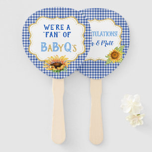 Ländliche Sonnenblumen Blau kariert BabyQ Fächer