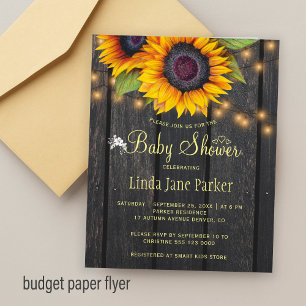 Ländliche Sonnenblumen BUDGET Baby Shower Einladun Flyer