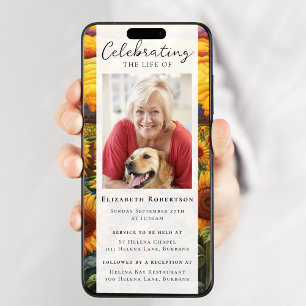 Ländliche Sonnenblumen-Foto-Beerdigung Digitale Ev Einladung
