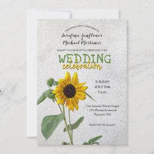 Ländliche Sonnenblumen / Gelbe und grüne Hochzeit Einladung