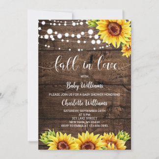Ländliche Sonnenblumen-Herbst-Baby-Party Einladung