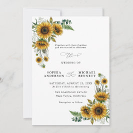 Ländliche Sonnenblumen-Hochzeitseinladung Einladung