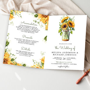 Ländliche Sonnenblumen-Mason-Glas-QR-Code-Hochzeit Einladung