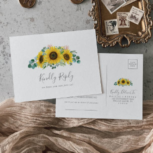 Ländliche Sonnenblumen-Song-Anfrage RSVP-Postkarte Einladungspostkarte