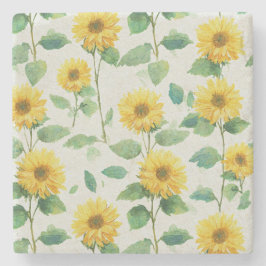 Ländliche Sonnenblumen-Wasserfarben-Blumen-Farmhau Steinuntersetzer