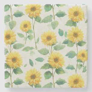 Ländliche Sonnenblumen-Wasserfarben-Blumen-Farmhau Steinuntersetzer