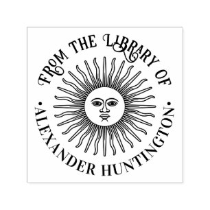 Ländliche Sonnenstrahlen mit Gesicht Bibliotheksbu Permastempel