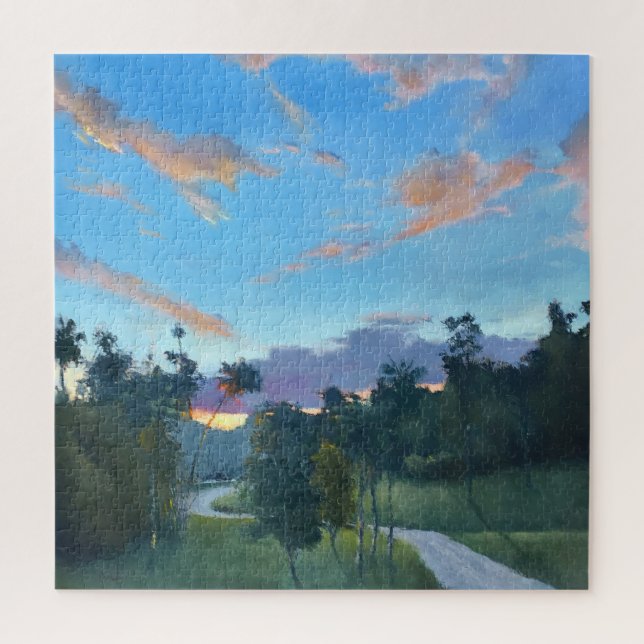 Ländliche Sonnenuntergang Landschaftsmalerei (Vertikal)