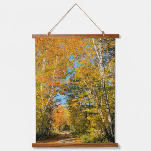 Ländliche Straße Herbstfarben New Hampshire Wandteppich Mit Holzrahmen