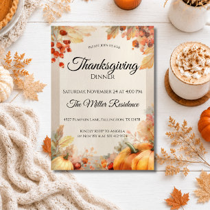 Ländliche Thanksgiving-Dinner-Einladung Einladung
