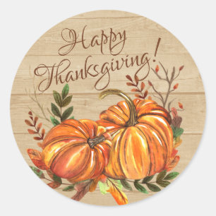 Ländliche Thanksgiving-Kürbisse Runder Aufkleber