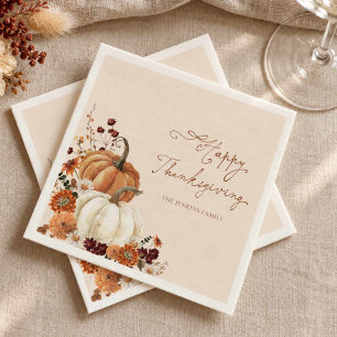Ländliche Thanksgiving-Papier-Servietten Kürbis-Bl Serviette