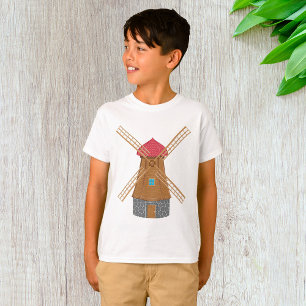 Ländliche traditionelle hölzerne Windmühle T-Shirt
