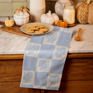 Ländliche Truthähne im Vintage-Look in Blau und We Geschirrtuch