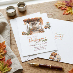 Ländliche Veranda Kürbis Thanksgiving Einladung