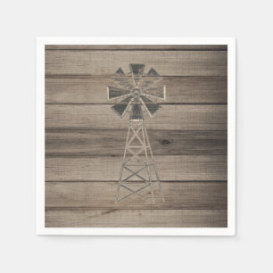 Ländliche verwitterte Holzwindmühle für Hochzeiten Serviette