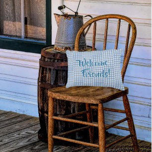 Ländliche Vintage-Blau-Weiß-Personalisierte-Verand Dekokissen