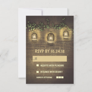 ländliche Vintage-Laternen hölzerne Hochzeits-RSVP RSVP Karte