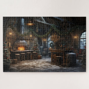 Ländliche vintage Weihnachtsszene Kamin