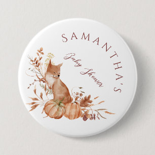 Ländliche Wald-Fuchs-Kürbis-Baby-Party Button